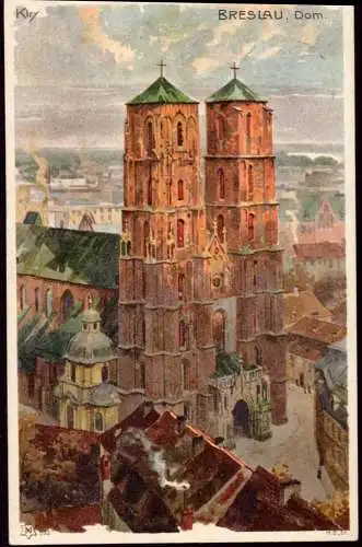 600602 | Ansichtskarte, Ortsansicht Wrocław, Signiert Kley | Breslau