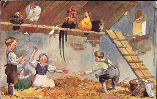 600625 | Künstlerkarte, Osterkarte signiert Suchodolski | Lübeck (W 2400)