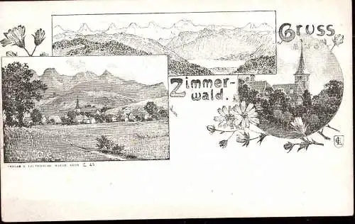 600649 | Lithographie, Ansichtskarten Vorläufer Entwurf E. Lauterburg, Bern, (Erh 3)  | Zimmerwald (CH - 3086 Schweiz),