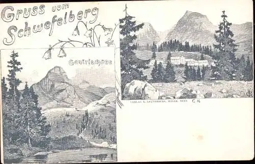 600652 | Lithographie, Ansichtskarten Vorläufer Entwurf E. Lauterburg, Bern, (Erh 3) | Rüschegg Gambach (Schweiz)