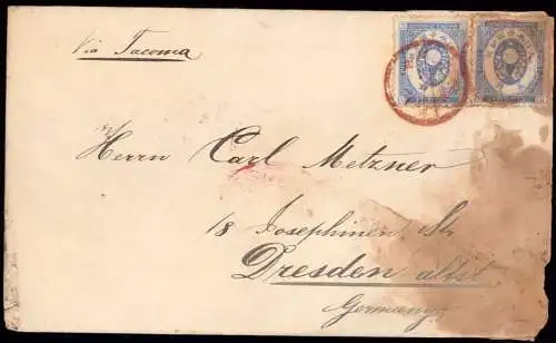 600667 | Brief Japan 1894 aus Kobe über Yokohama nach Dresden, Erh 4-5, Fleckig  |