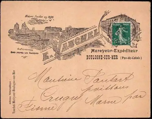 600781 | Enveloppe décorative de l'entreprise E. Vauchel, Publicité | Boulogne sur Mer;Pas-de-Calais (F 62200 Frankreich
