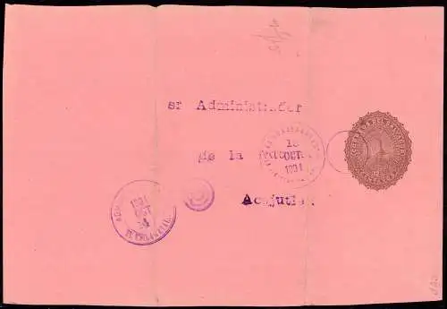 601054 | El Salvador, Streifband Wrapper, Higgens & Gage Nr. 8, 12 1/2 Centavos auf rotem Papier, Bedarfsgebraucht selte