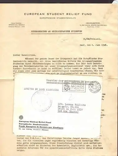 601121 | Kriegsgefangenenpost POW, Rundschreiben der europäischen Studentenhilfe nach Marocco, Studentica | Geneve (CH 1