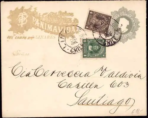 601156 | Chile Ganzsache mit dekorativen Werbezudruck Panimavida, Linares  |