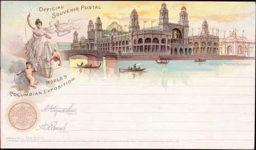 601195 | Bildganzsache Weltausstellung, World`s Columbian Exhibition, Kolumbus, Elektrik, Energie, Chicago, Illinois,USA