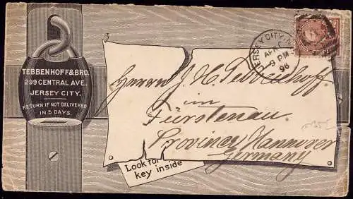 601201 | dekorativer Briefumschlag der Firma Tebbenhoff & Bros. Jersey City USA, Key  | -, -,