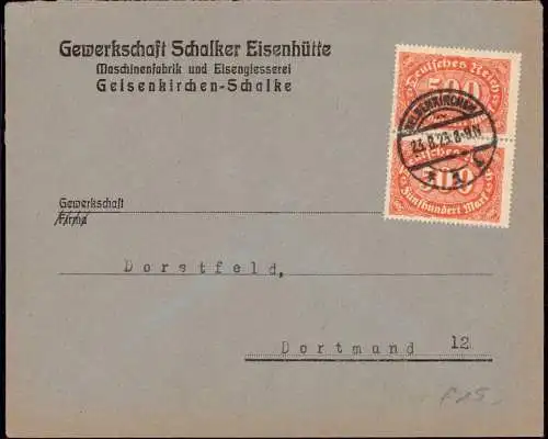 601233 | Brief der Gewerkschaft Schalker Eisenhütter, Maschinenfabrik und Eisengiesserei  | Schalke  ; Gelsenkirchen (W