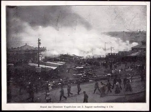 601241 | Riesenkarte, 19 x 14 cm, Brand auf der Dresdner Vogelwiese, 1909, Feuerwehr, Jahrmakt, Kirmes  | Dresden (O - 8