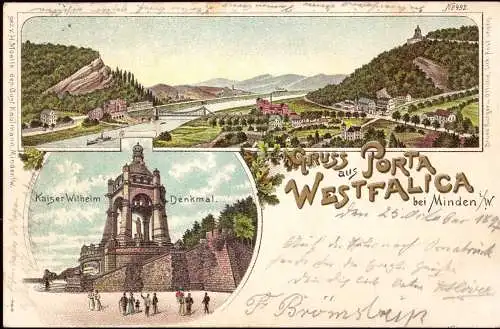 601259 | Ortsansicht, Litho  | Porta Westfalica (W - 4952), -,