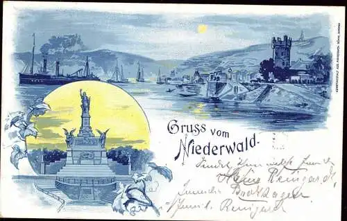 601264 | Ansichtskarte,Litho, Niederwald Denkmal | Rüdesheim (W 6551)