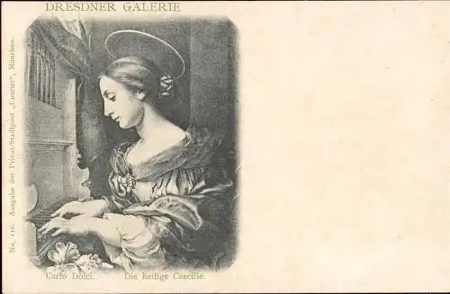 601269 | Bildganzsache Privatpost Stadtpost "Courier" Malerei, Carlo Dolci, Klavier, Musik,Heilige Caecilie | München (W