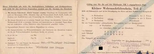 601339 | Kleiner Wehrmachtsfahrschein FP Nr. 46439A von Winnyzja (Вінниця) nach Gratowo, Ukraine und zurück  | -, -,