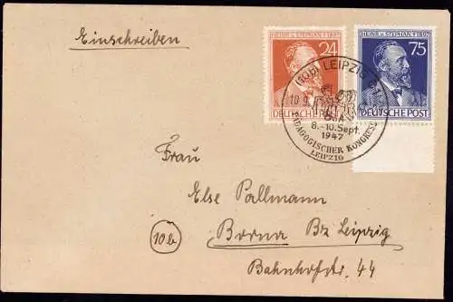 601344 | Brief  mit dem Sonderstempel zum Pädagogischen Kongress, Erziehung, Schule  | Leipzig (O - 7010), -,