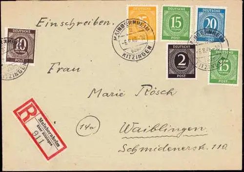 601348 | Brief per Einschreiben  | Mainbernheim (W - 8717), Kitzingen (W - 8710),