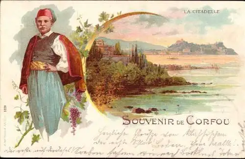 601359 | Griechenland, Greece, Bildganzsache Corfou, Korfu, Wein, Tracht  | Corfou, -,