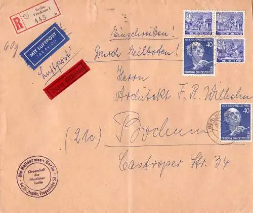 601412 | Großformatiger Brief per Einschreiben, Eilboten, Luftpost, Porto 1,70 Mark, Heilsarmee  | Friedenau; Berlin