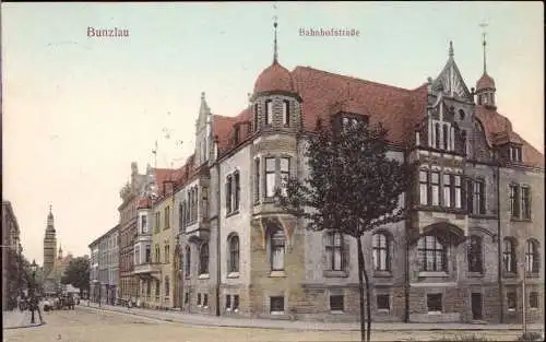 601417 | Schlesien, Ortsansicht Bahnhofstrasse, Bolesławiec  | Bunzlau, Stadt (Kreis Bunzlau N.Schl.), -,