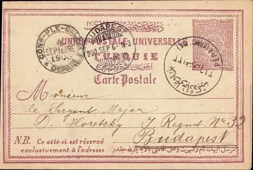 601512 | Ganzsache Türkei mit sauberer Entwertung Pera Grand Rue, Constantinople, Turkey  | -, -,