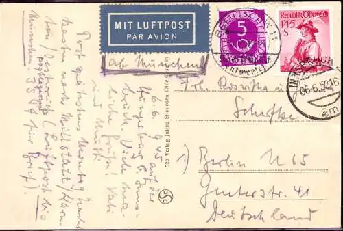 601528 | "mit Luftpost ab München", Karte aus Innsbruck die Luftpostgebühr wurde mit einer 5 Pfg. Posthorn beglichen  |