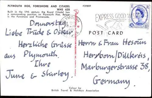 601531 | Postcard, Stamp with NAPHTADAG used to Germany, Plymouth  | -, -,