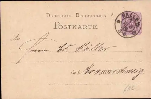 601542 | Entwertung der Ganzsache durch einen aptierten Preussen Stempel  | Halle (W - 3451), -,