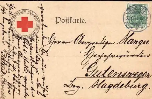 601543 | Postkarte vom Vaterländischen Frauenverein, Rotes Kreuz, Knick | Rogätz (O 3214), Wolmirstedt (O 3210)