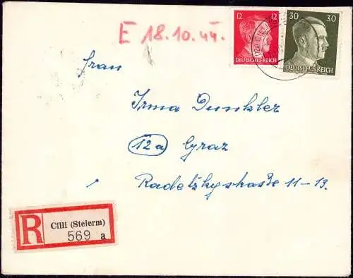 601563 | Postleitzahl vor 1945, Einschreiben Stempel (12a) Chilli, Steiermark, Celje, Slowenien  | -, -,
