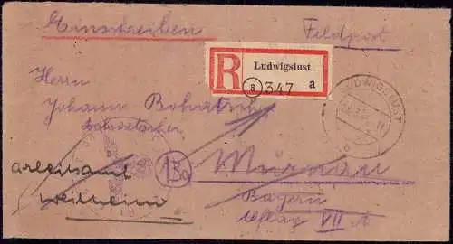 601565 | Feldpost, Mecklenburg, Postleitzahl vor 1945, Einschreiben mit PLZ (3) Oflag II E  | Ludwigslust (O - 2800), -,