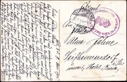 601568 | Westpreussen, Feldpostkarte aus Swarzędz  | Schwersenz (Kreis Posen WP), Posen (Posen WP),