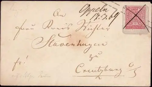 601581 | Norddeutscher Postbezirk (NDP) Oberschlesien, Ganzsache mit handschriftlicher Entwertung | Oppeln,