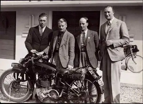 601605 | Pressefoto, 21x16,5 cm, ca. 1935, Motorrad, Motorsport Sportbild Schirner, Mannschaft England | Immenstadt / Al