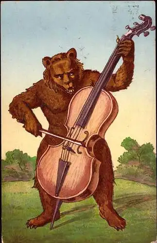 601641 | Ansichtskarte Bär, Musik, Kontrabass, Double Bass  | Bern (CH - 3000 Schweiz), -,