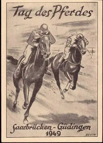 601655 | Saarland, FDC Tag des Pferdes  (Mi. 200,-), Pferdesport, Reiten, Güdingen  | Saarbrücken (W - 6600), -,