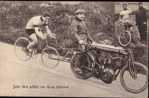 601679 | Ansichtskarte Fahrrad, Motorrad, Radsport, Steher, Motor-paced racing, Franz Hofmann  |