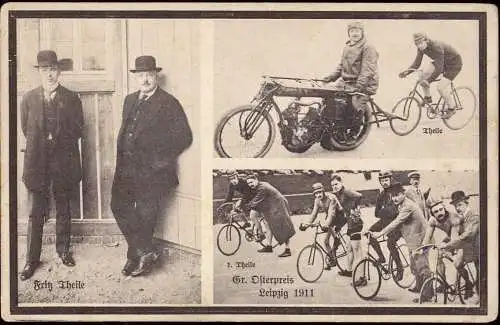601689 | Ansichtskarte Fahrrad, Motorrad, Radsport, Steher, Motor-paced racing, Fritz Theile | Leipzig (O 7010)