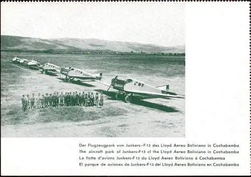 601749 | Flugzeug, Luftfahrt, seltene Werbekarte Junkers, Lloyd Aero Boliviano, Bolivien  | Dessau (O - 4500), -,