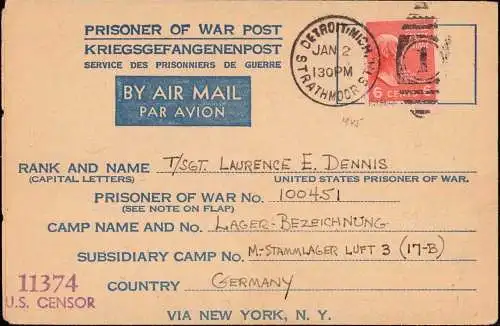 601861 | Kriegsgefangenenpost POW, Zensur, brief per Luftpost in das Stalag 17B in Gneixendorf  | Krems a. d. Donau (A