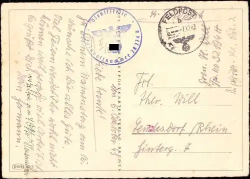 601925 | Feldpostkarte SS Polizei Regiment 2, FP Nr 32194, mit Transorma Codierung Ae | Steglitz ; Zehlendorf, Berlin