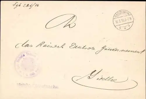 601928 | Dienstbrief 1916, Deutscher Kreisschef Radzymin, Polen  | -, -,