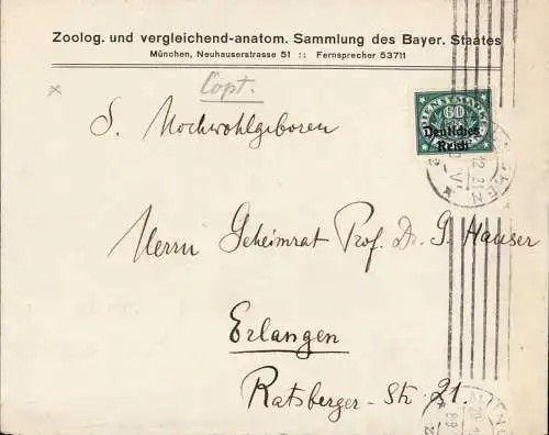 601935 | Dienstbrief der Zoologischen und vergleichend anatomischen Sammlung des Bayerischen Staates | München (W 8000)