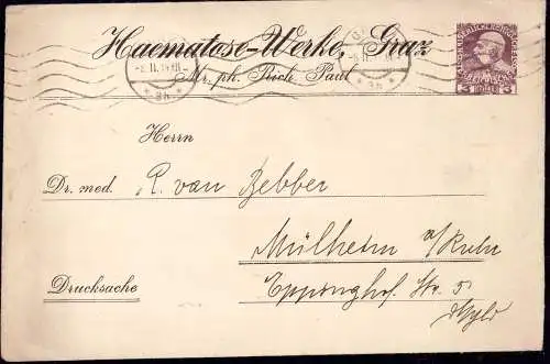 601937 | Privatganzsache, 1914, der Haematose Werke, Medizin | Graz (A 8010 Österreich)