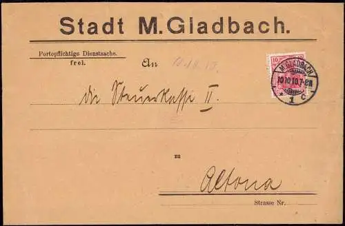 601940 | Brief vom 10.10.1910, Datum  | Mönchengladbach (W - 4050), -,