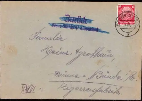 601962 | Ostpreussen, Feldpostsperre, Zurück. Vom 1.9.1939, Beginn des 2. Weltkriegs, Marke beschädigt  | Königsberg (Kö