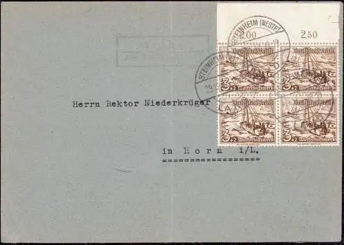 601964 | Brief, 1937, frankiert mit 4erblock der 3 Pfg. WHW Marken  | Steinheim (W - 4939), -,