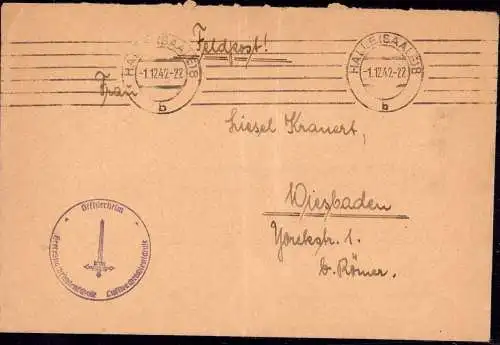 601967 | Feldpostbrief aus dem Offizierheim der Heeresnachrichtenschule Luftnachrichtenschule, Funk | Halle / Saale (O 4