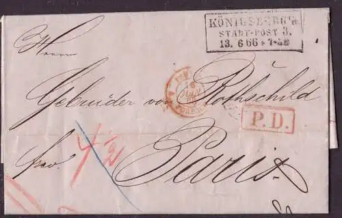 601973 | 1866, Ostpreussen, Vorphilatelie, Judaica, Bank, Brief an die Gebrüder Rothschild in Paris | Königsberg