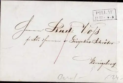601974 | 1848, Brief Vorphilatelie mit Inhalt, Ostpreussen | Pillau, Seebad (Fischhausen OP), Königsberg (Königsberg OP)