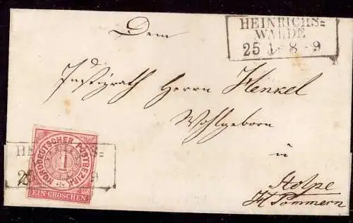 601975 | Ostpreussen, Kleinformatiger Brief, NDP  | Heinrichswalde (Niederung OP), Stolpe (Kreis Usedom-Wollin Pommern),