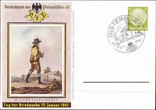 601980 | Ostpreussen, Ganzsache zum Tag der Briefmarke mit Sonderstempel Tschernjachowsk | Insterburg (Insterburg OP)